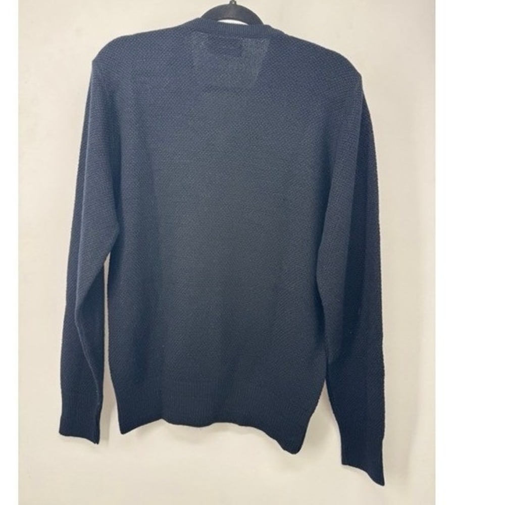 Vintage Christian Dior Monsieur Men Navy Blue V-Neck Waffle Knit Sweater MEDIUM - Picture 4 of 6